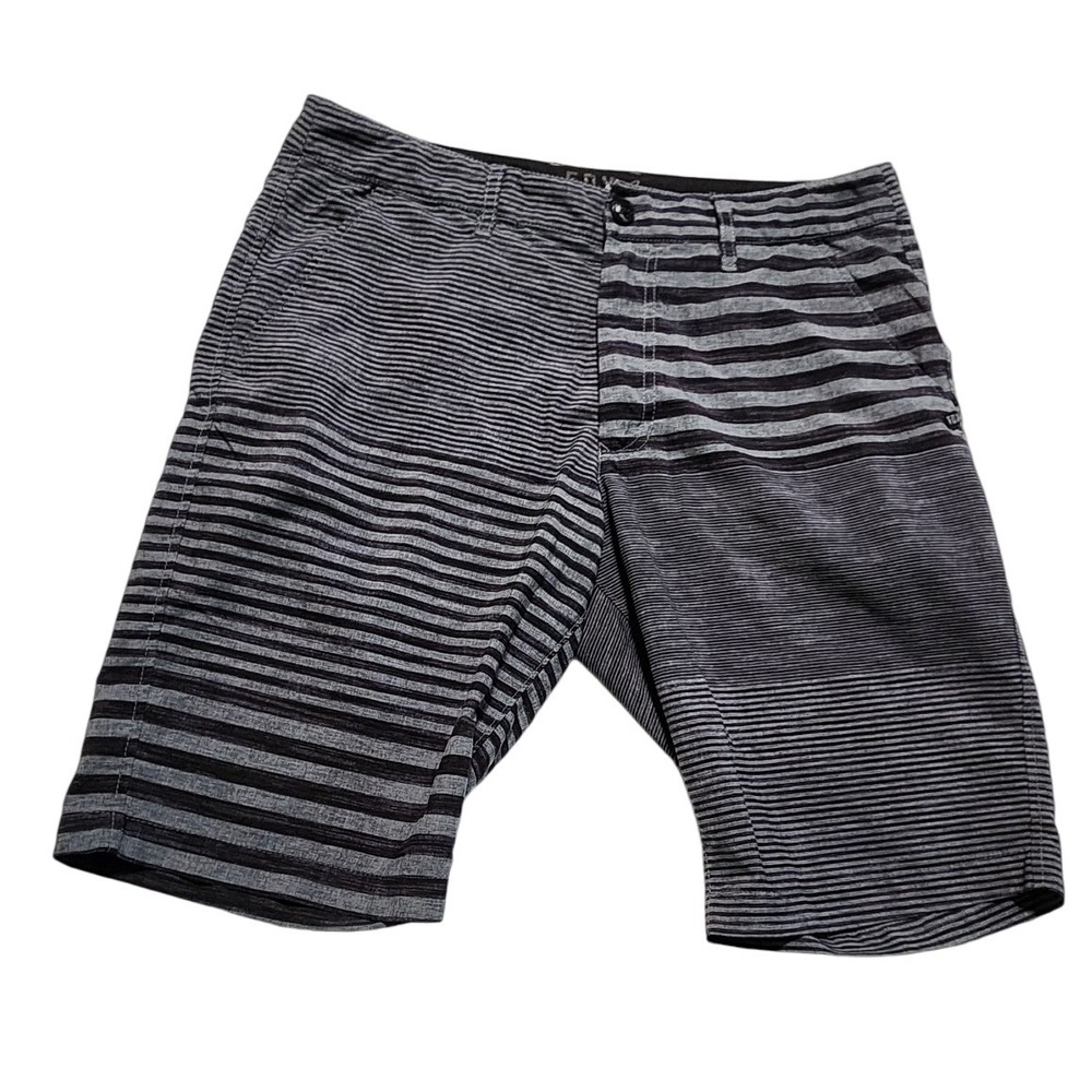 FOX Mens Striped Casual Shorts Gray Black Walk‎ Shorts Size 32